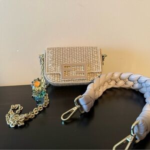 NEW Cream Straw Crossbody Shoulder Bag with 2 straps